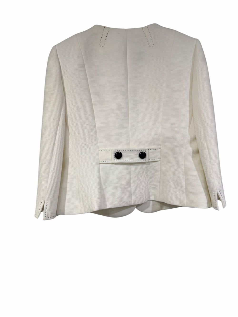 Tahari Arthur S. Lavine Classic Women's white/black Button-Front Collarless Jack - Picture 3 of 9